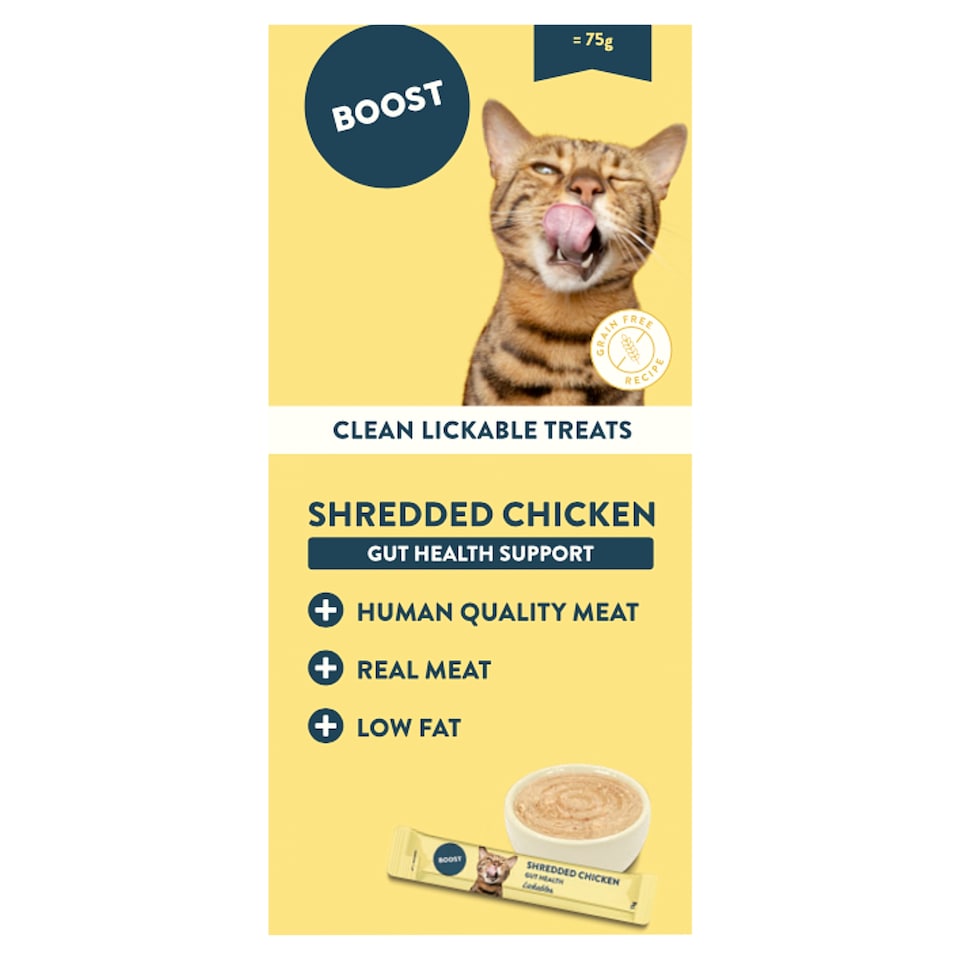 Boost Cat Treats Shredded Chicken Gut Health Support 5x15g
