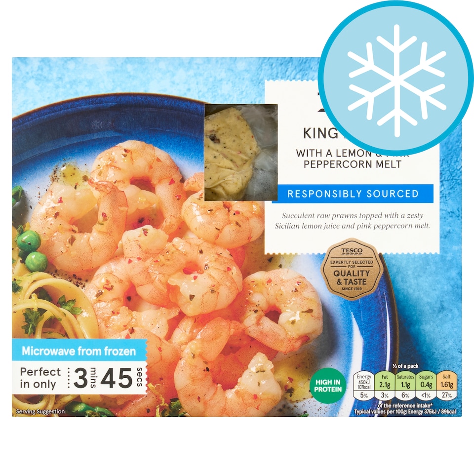 Tesco King Prawn with Lemon and Pink Peppercorn butter 240g