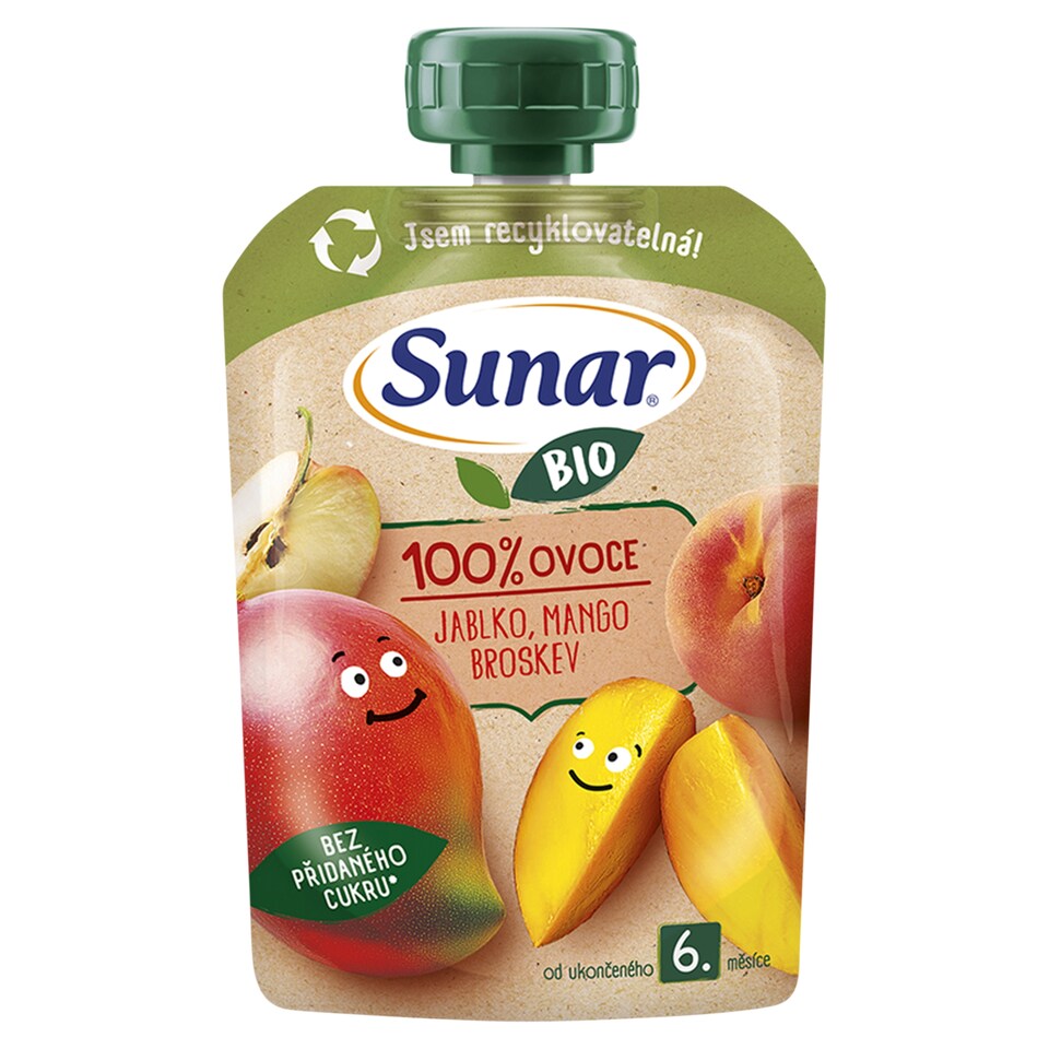 obrázok 1 z Sunar BIO ovocná kapsička Jablko, mango, broskyňa 6m+, 100 g
