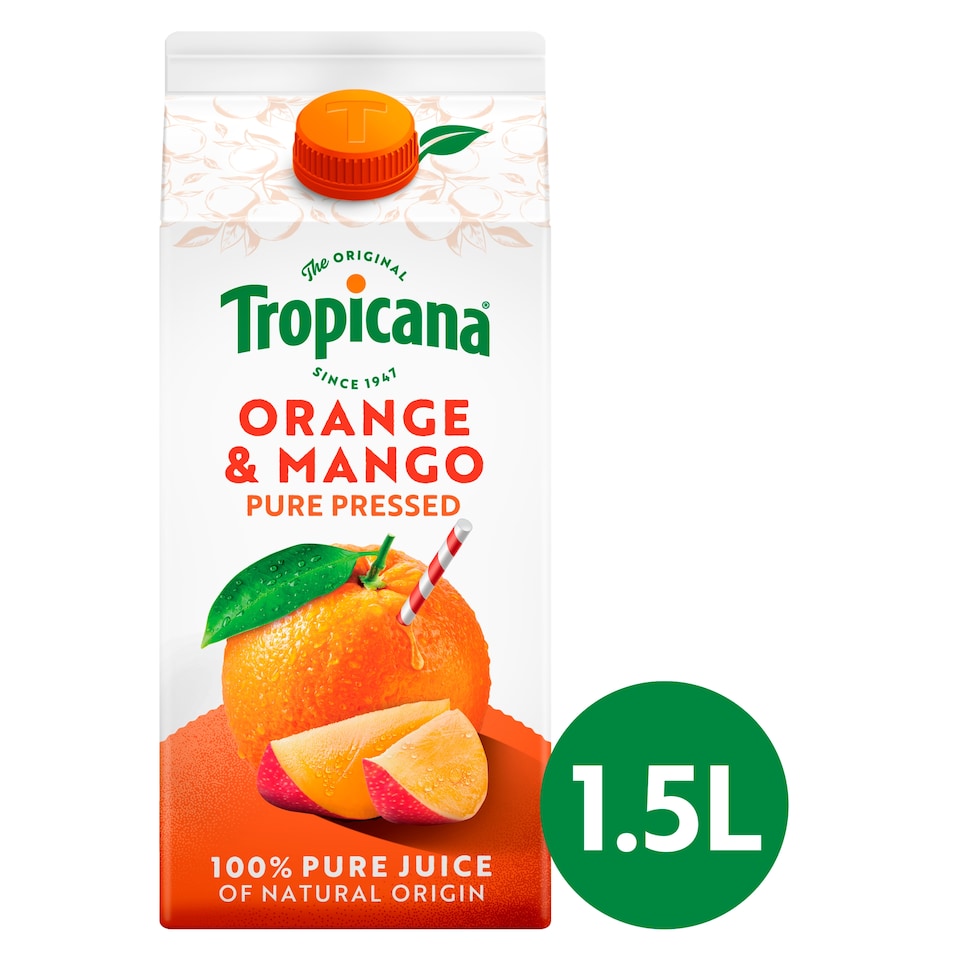 image 1 of Tropicana Pure Orange & Mango Fruit Juice 1.5L