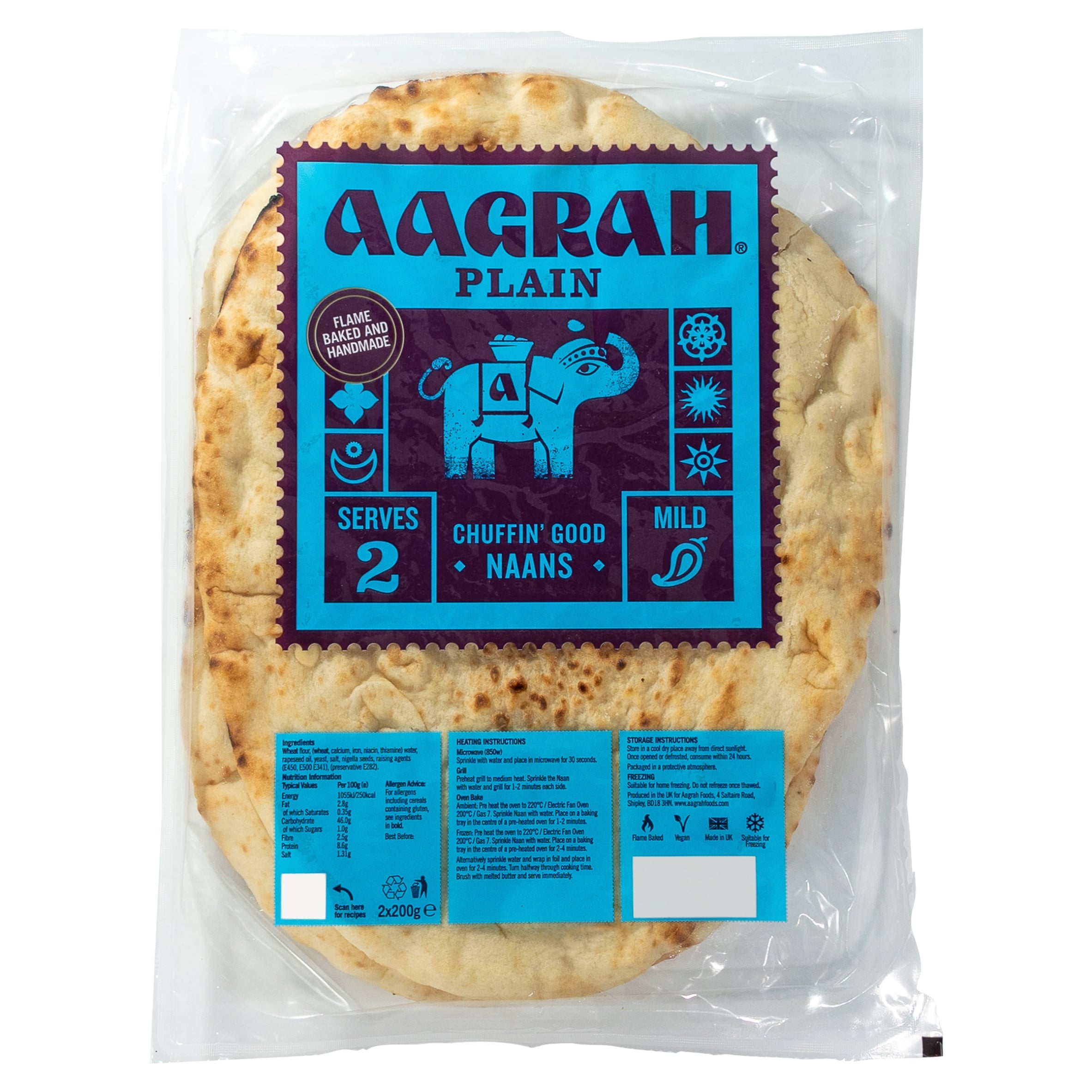 Aagrah Plain Naan (2 x 200g)
