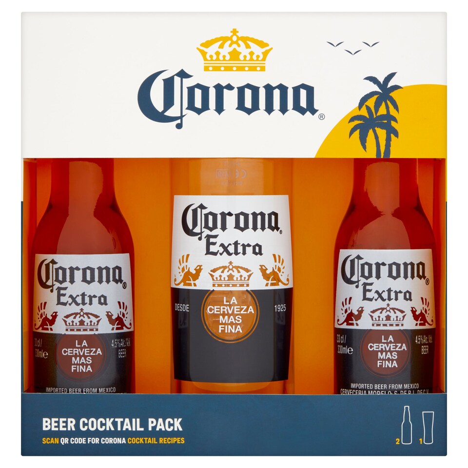 Corona 330Ml Bottle Duo And Pint Glass Tesco Groceries