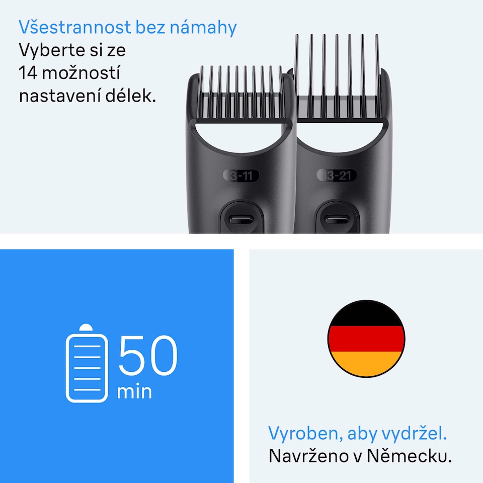 Obrázek 1 pro produkt Braun All-in-One Series 3, 4v1 Sada Pro Péči O Tělo, Ostrý Břit, 14 Délek, AIO3500, Šedá