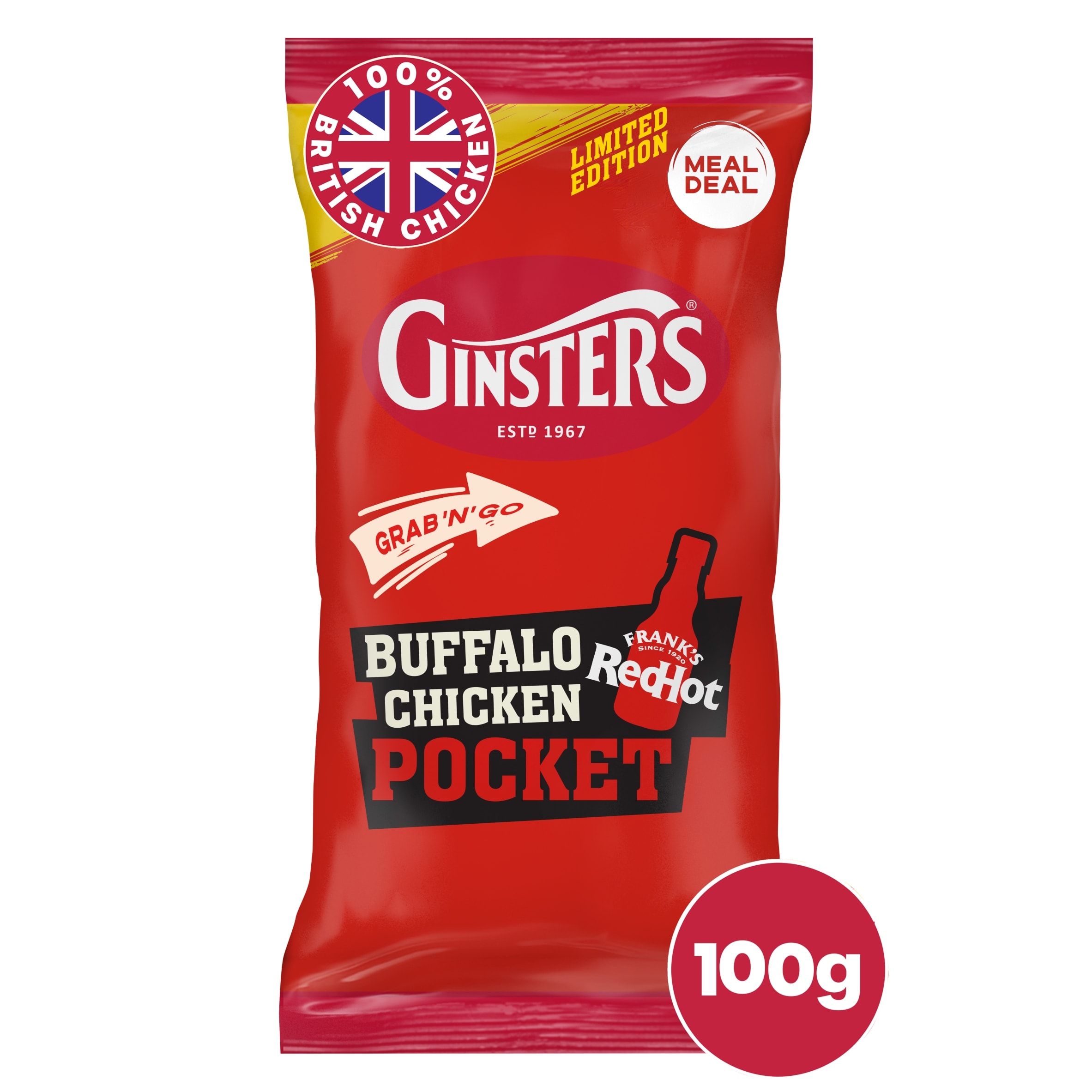 GINSTERS FRANKS RED HOT BUFFALO CHICKEN POCKET 100G