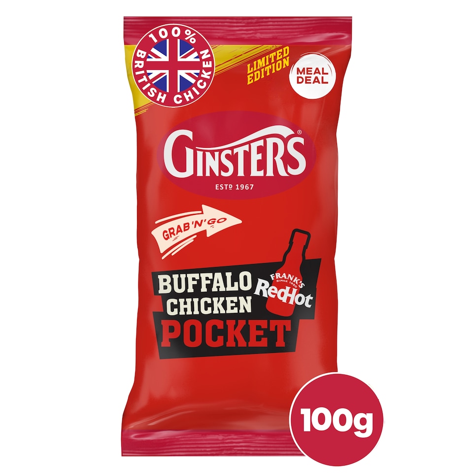 GINSTERS FRANKS RED HOT BUFFALO CHICKEN POCKET 100G