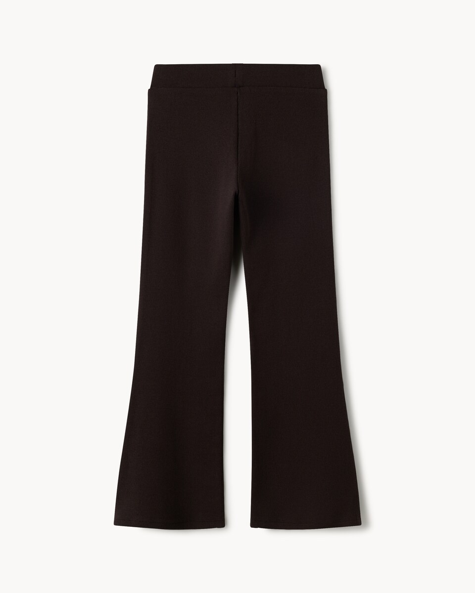image 1 of F&F Girls Cotton Rich Ribbed Leggings in Brown