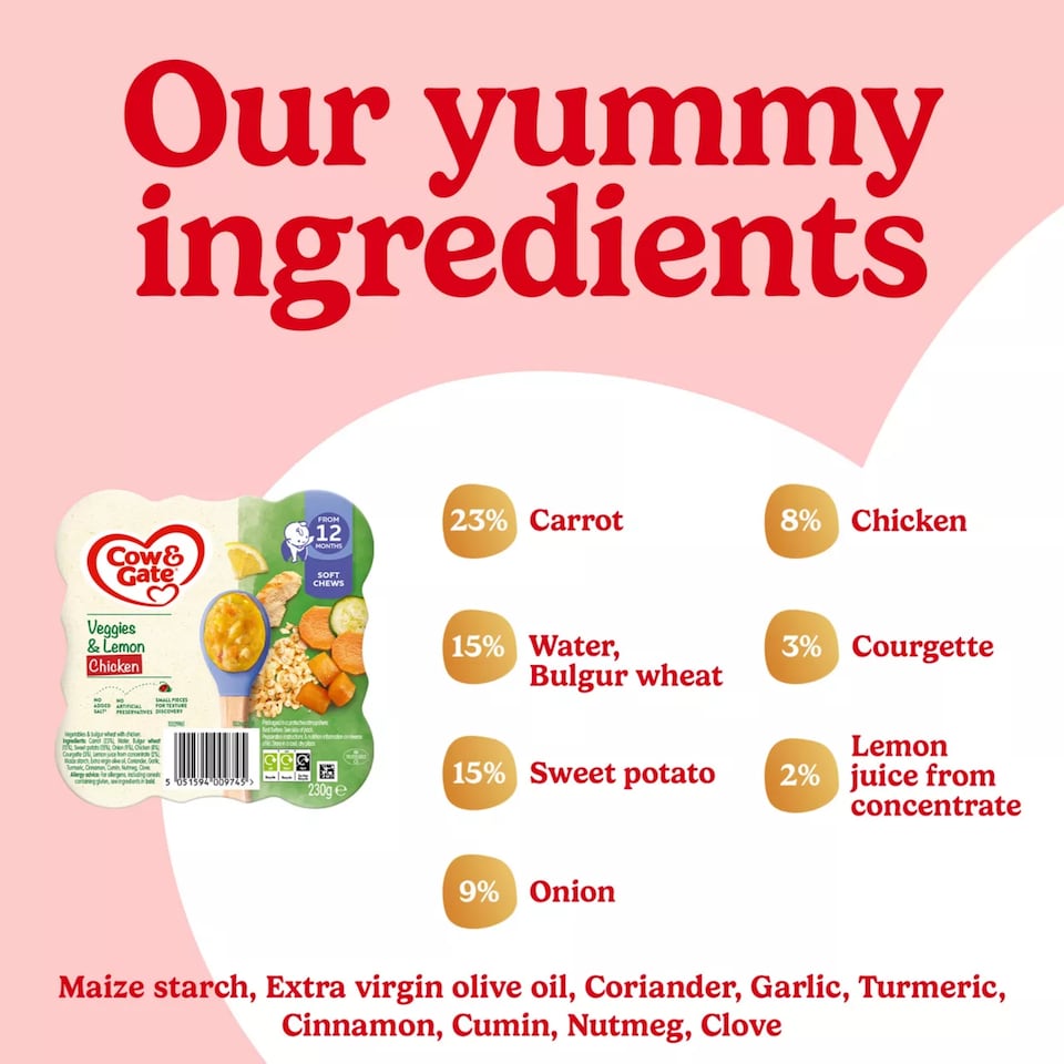 image 1 of Cow & Gate Veggies Lemon & Chicken 230g