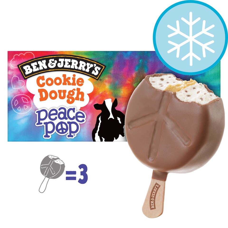 image 1 of Ben & Jerrys Cookie Dough Peace Pop 3X80ml