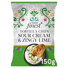 Tesco Finest Tortilla Chips - Sour Cream & Zingy Lime 150g