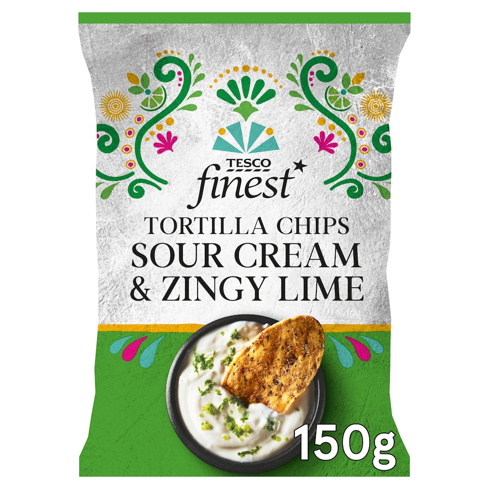 Tesco Finest Tortilla Chips - Sour Cream & Zingy Lime 150g