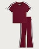 image 4 of F&F Girls 2-Piece Tie Sleeve T-Shirt and Flared Leggings Set in Burgundy