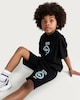 image 5 of Hype Cotton Rich Slogan Print Shorts in Black