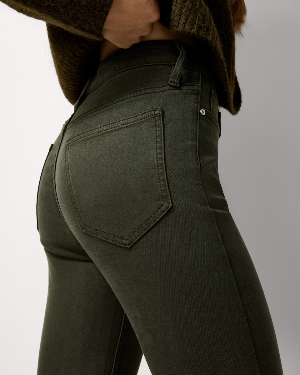 image 1 of F&F Mid Rise Cigarette Jeans in Olive