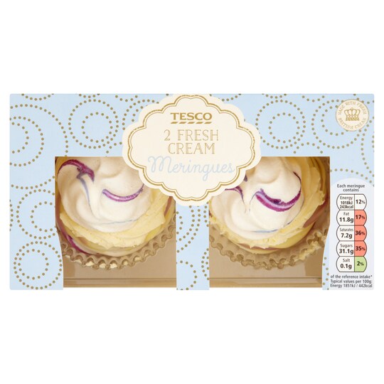 Tesco 2 Fresh Cream Meringue Tesco Groceries