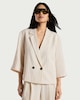 image 1 of F&F Double Breasted Pinstripe Co-ord Blazer in Ecru