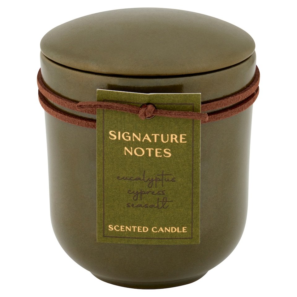 image 1 of F&F Home Signature Notes Eucalyptus, Cypress & Seasalt Ceramic Candle 140g