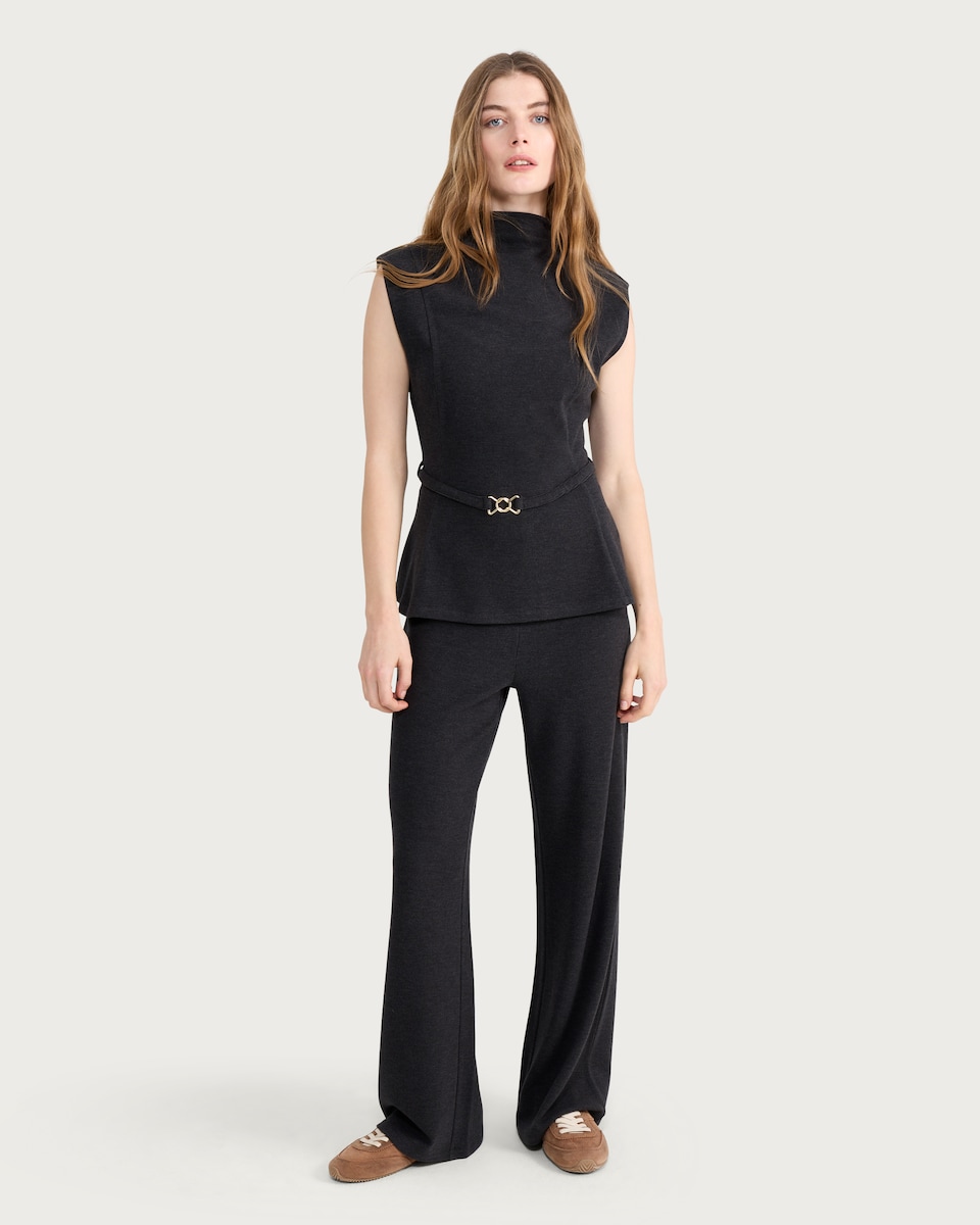 image 1 of F&F Wide Leg Co-ord Trousers in Grey