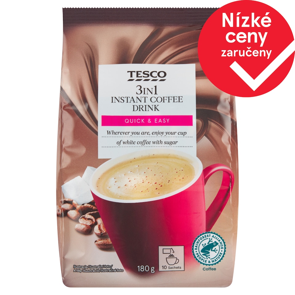 Tesco 3in1 instantní kávový nápoj v prášku 10 x 18g (180g)