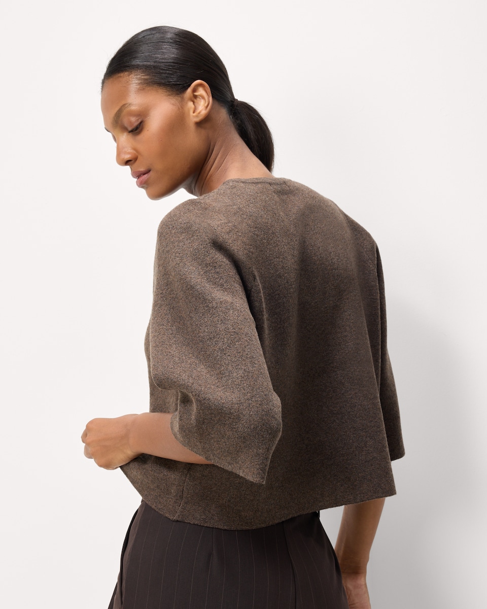 image 1 of F&F Button Up Boxy Cardigan in Chocolate