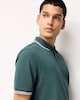 image 1 of F&F Cotton Rich Tipped Short Sleeved Polo Shirt in Green