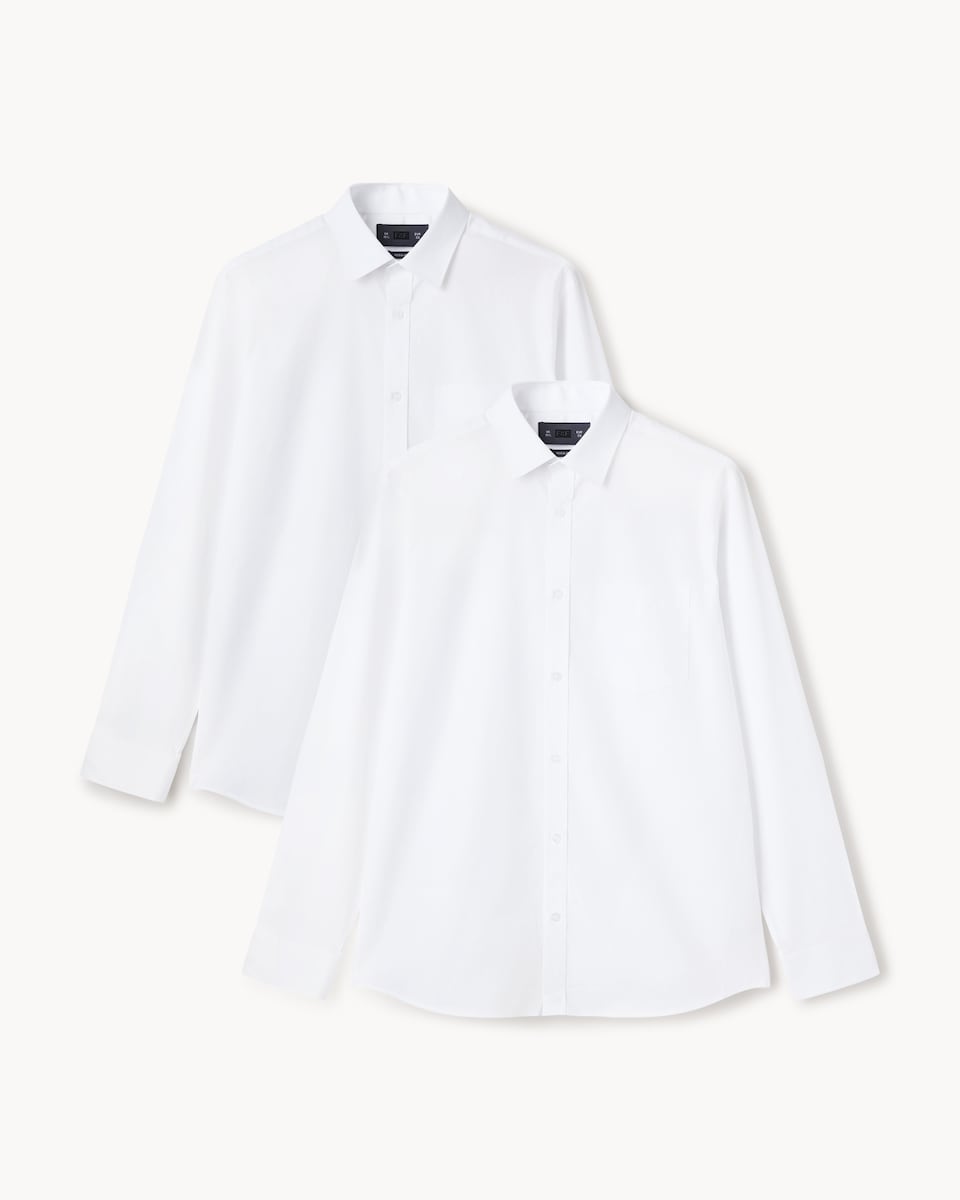 image 1 of F&F 2-Pack Slim Fit Easy Iron Long Sleeved Formal Shirts in White