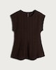 image 4 of F&F Cotton Rich Textured Peplum Hem T-Shirt in Chocolate