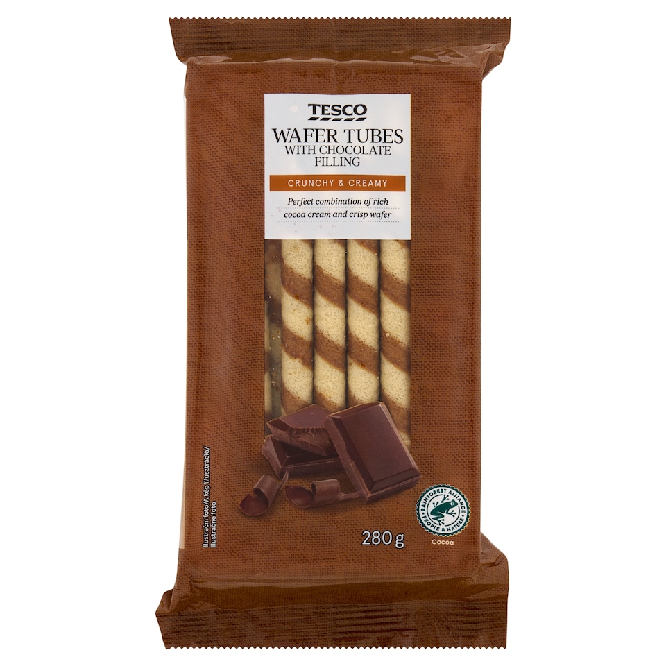 Tesco Oblátkové trubičky s čokoládovým krémom 280 g