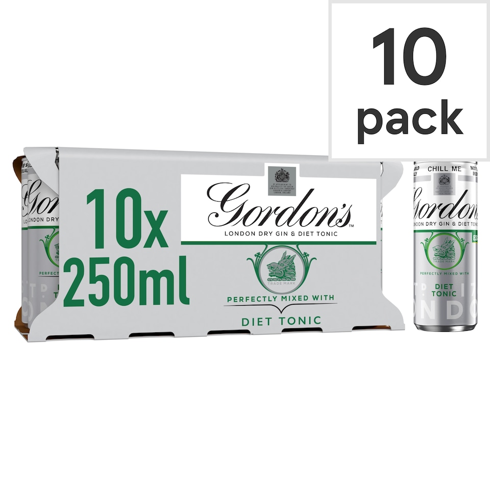 image 1 of Gordon's Dry Gin & Slimline Tonic Premixed Can 5% Vol 10x250ml