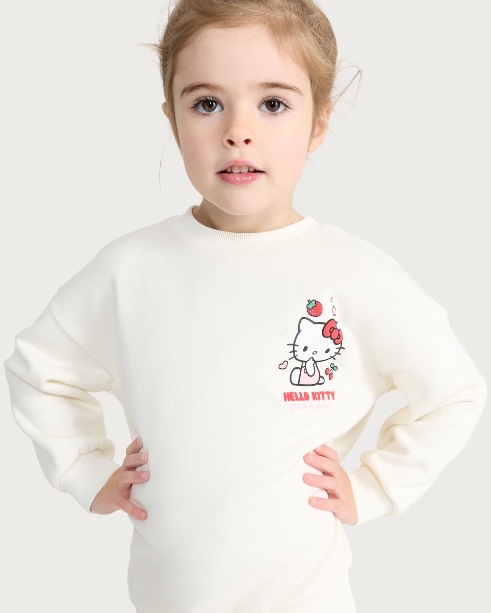 image 1 of Hello Kitty 2-Piece Cotton Rich Berry Cute Sweatshirt and Leggings Set in Multi Pink