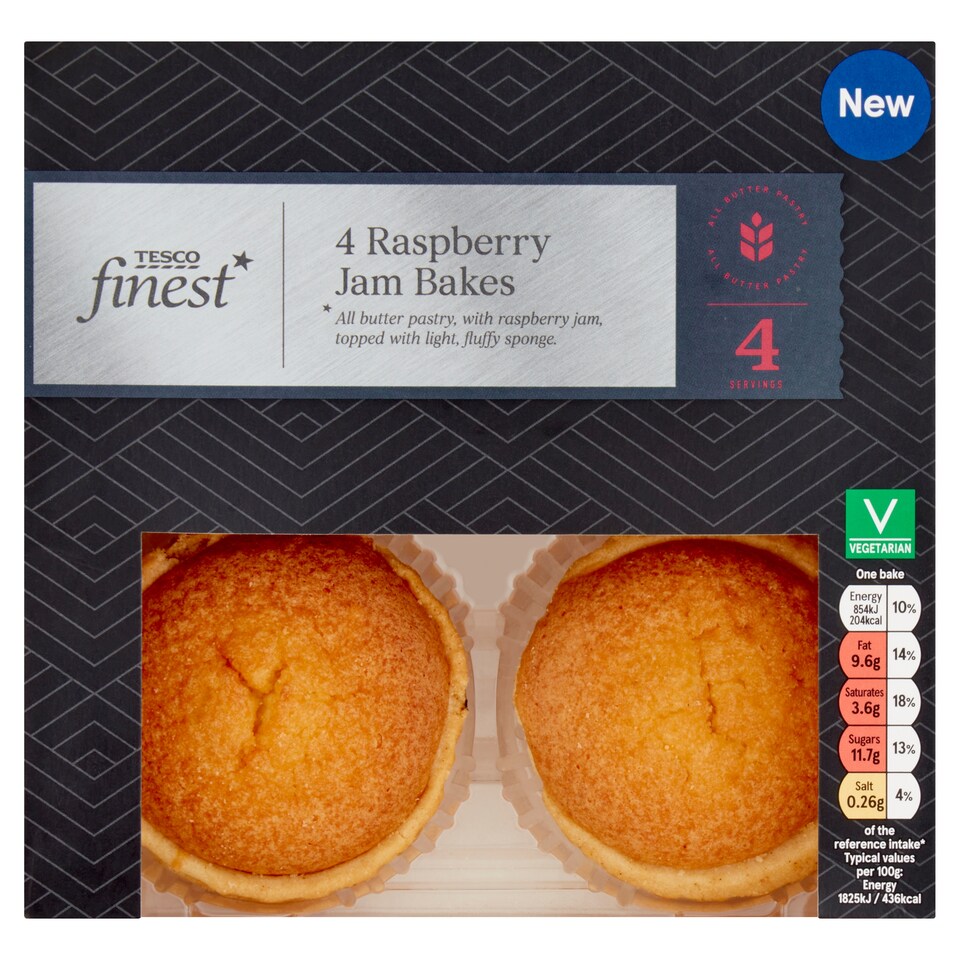 Tesco Finest 4 Raspberry Jam Bakes 187G
