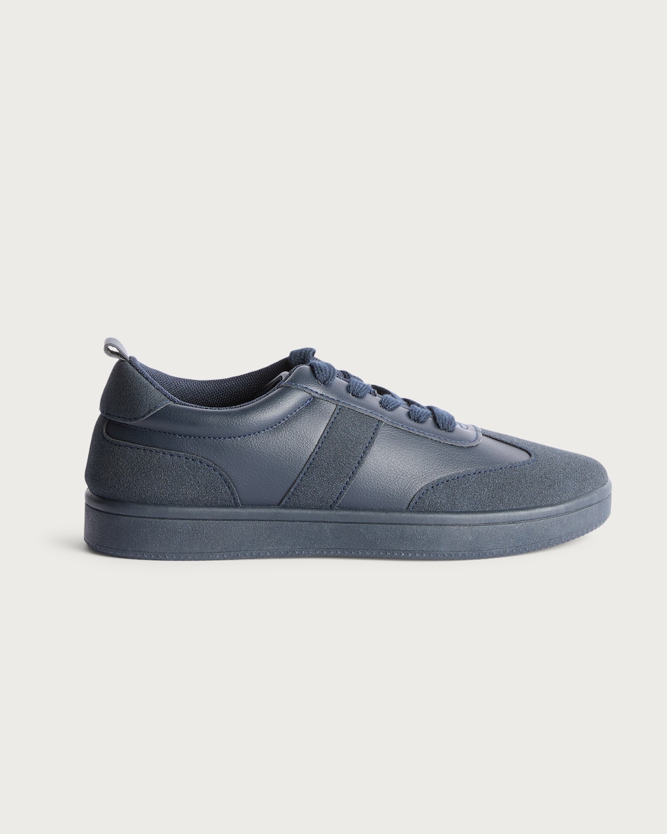 image 1 of F&F Boys Panelled Lace Up Trainers in Navy
