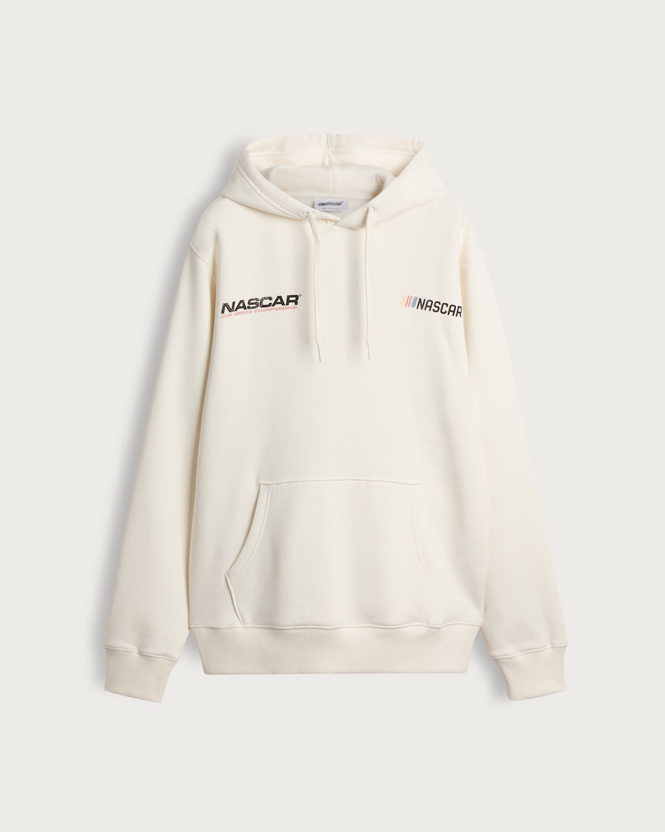 image 1 of NASCAR Slogan Car Print Hoodie in Cream