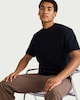 image 1 of F&F Textured Tipped Relaxed Fit T-Shirt in Navy