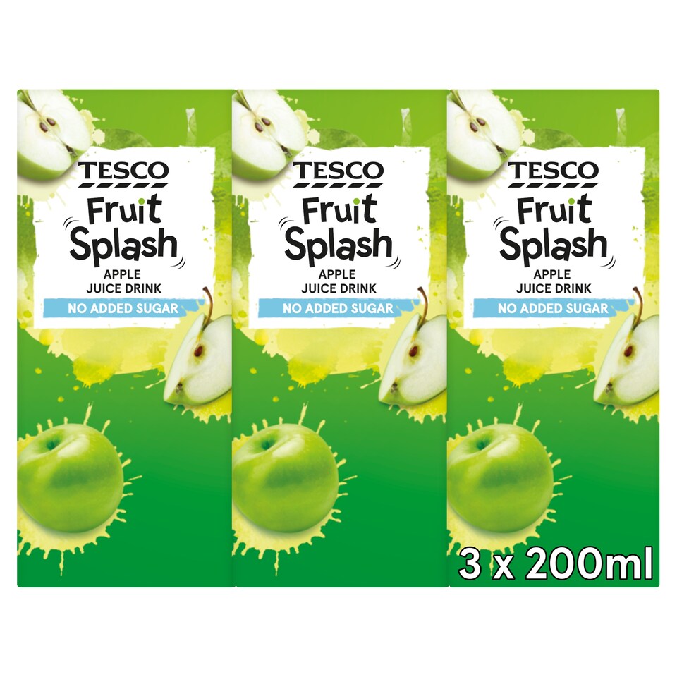 Tesco Fruit Splash Apple Juice Drink No Added Sugar 3X250ml