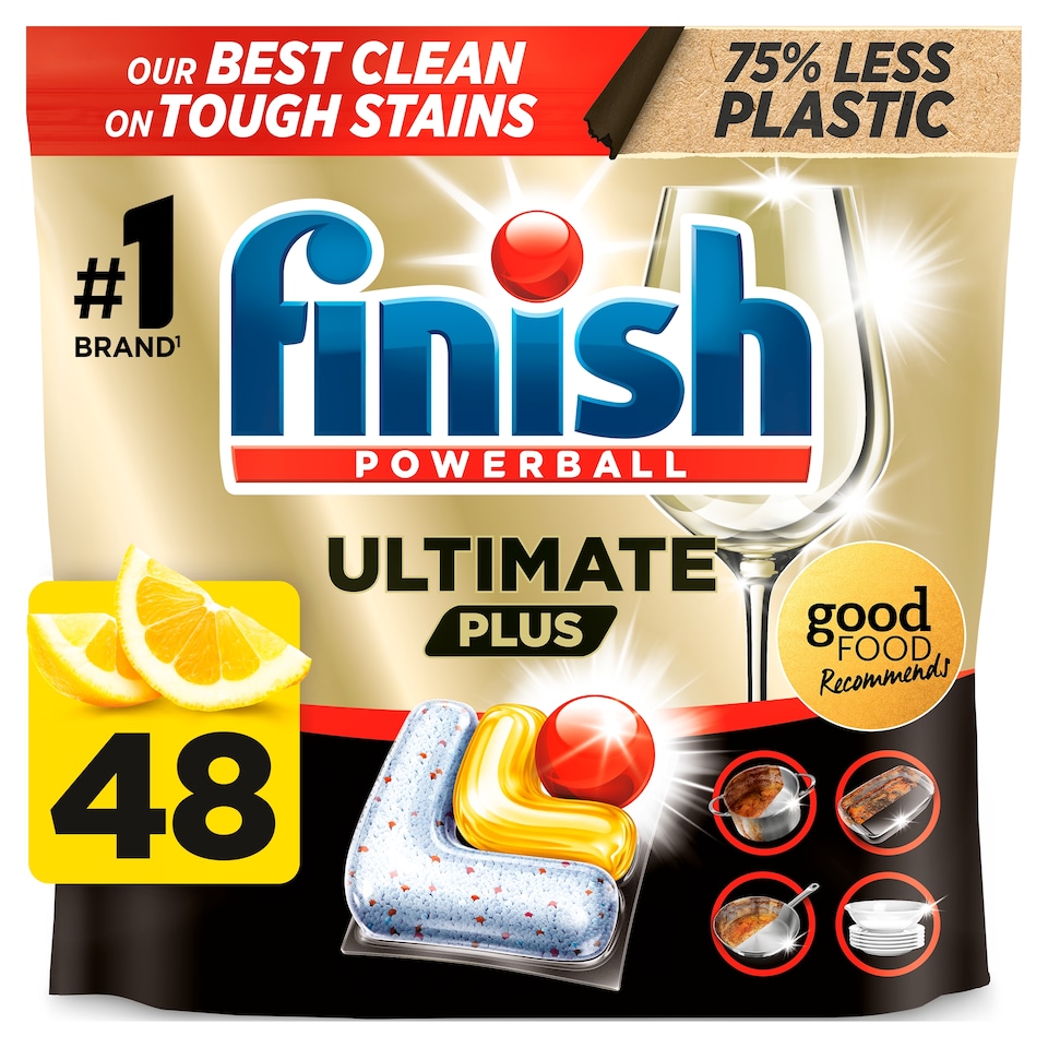 image 1 of Finish Ultimate Plus All In One 48 Dishwasher Tablets Lemon 585.6g