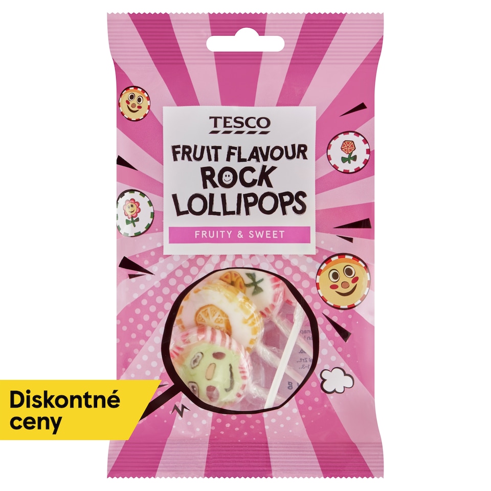 Tesco Fruit Flavour Rock Lollipops 50 g