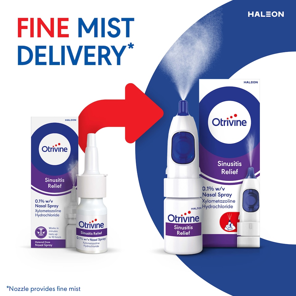 image 1 of Otrivine Sinusitis Relief 0.1% Nasal Spray 10ml