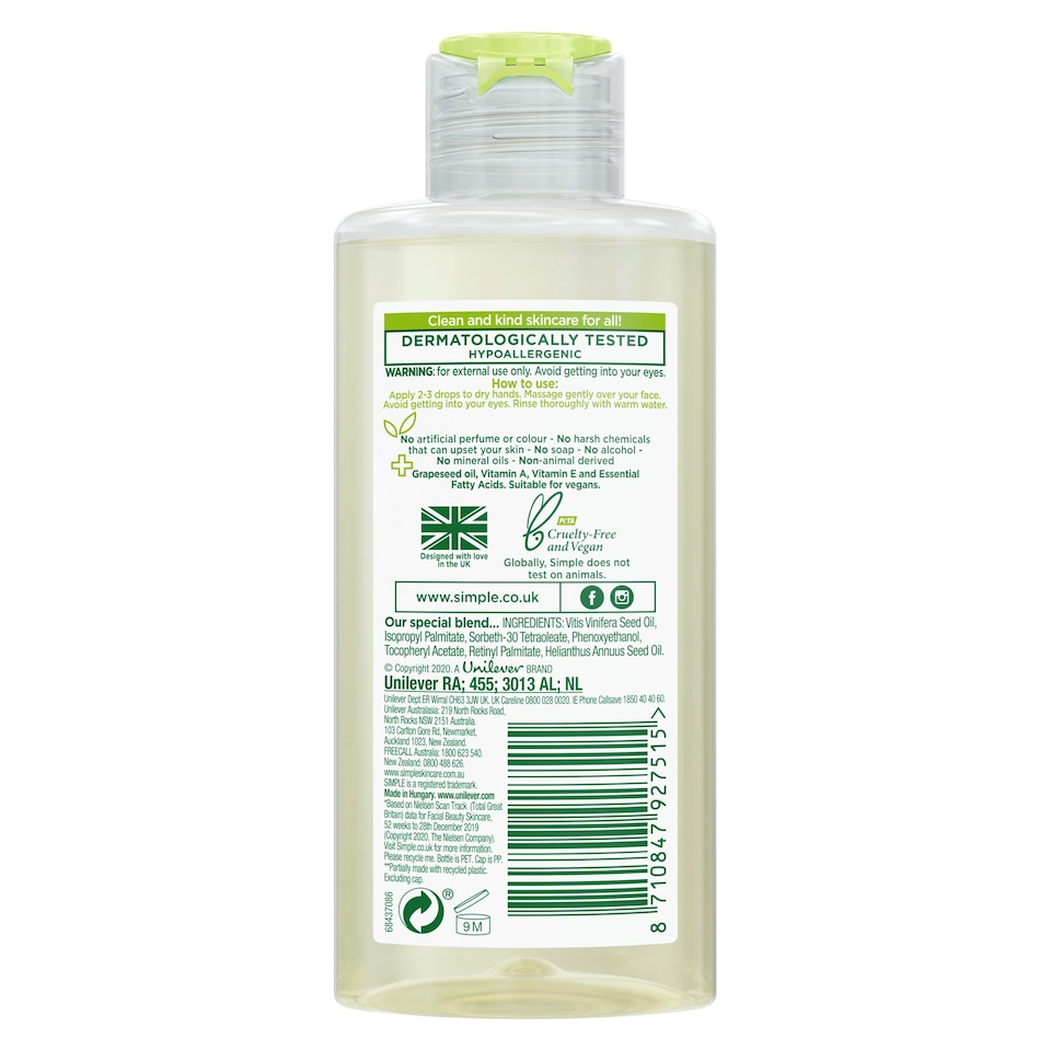 image 1 of Simple Kind to Skin Hydrating Cleansing Oil 125ml