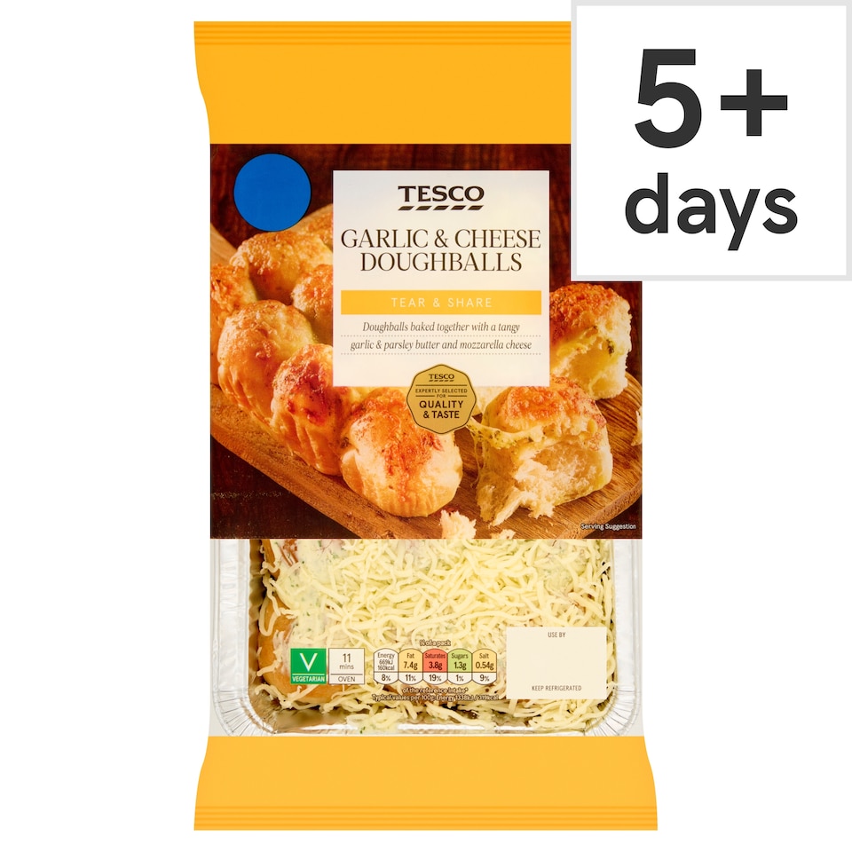 TESCO GARLIC & CHEESE DOUGHBALLS 216G