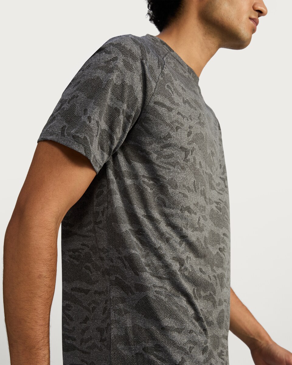 image 1 of F&F Active Camouflage Print Short Sleeved Running T-Shirt in Grey