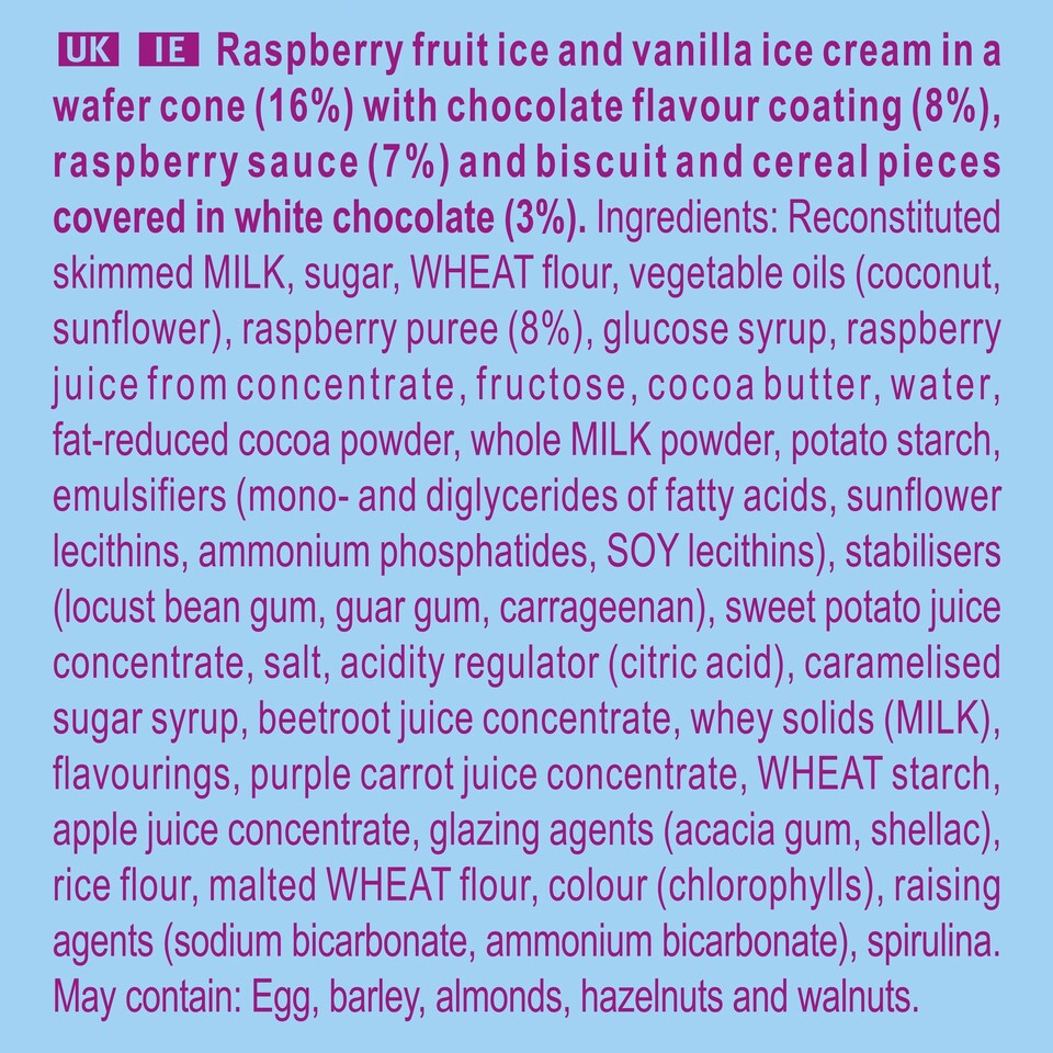 image 1 of Cornetto Mermaid Raspberry And Vanilla Ice Cream 4 Pack 360Ml