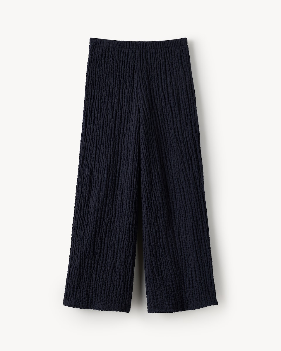 image 1 of F&F Girls Textured Wide Leg Trousers in Navy
