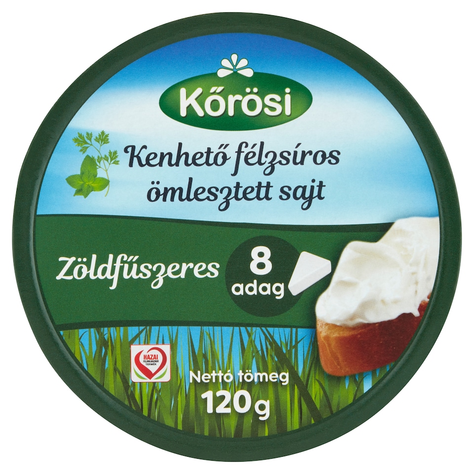 image 1 of Kőrösi Spreadable Semi-Fat Cheese with Green Spices 8 pcs 120 g