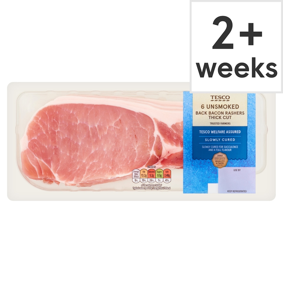 Tesco Unsmoked Thick Cut Back Bacon 300G