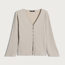 F&F Ribbed Metallic Button Up Co-ord Top in Neutral