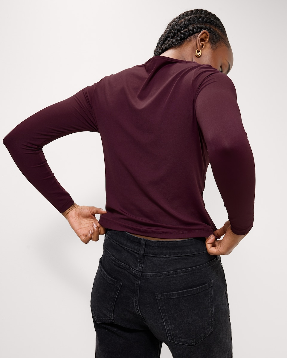 image 1 of F&F Polyamide Slash Neck Top in Purple