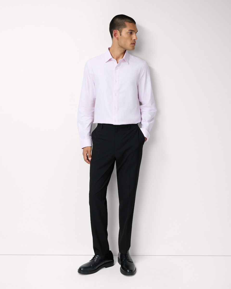 image 1 of F&F Pure Cotton Textured Slim Fit Shirt in Pink
