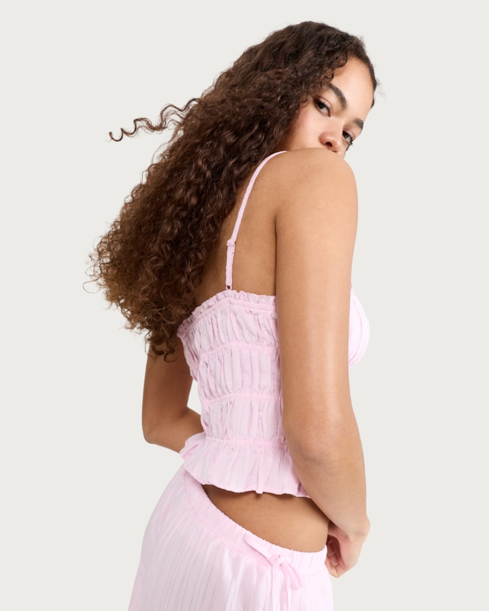 image 1 of OH ME OH MY Ruched Strappy Vest in Pink
