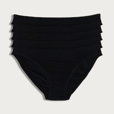 F&F 5-Pack Cotton Rich High Leg Knickers  in Black