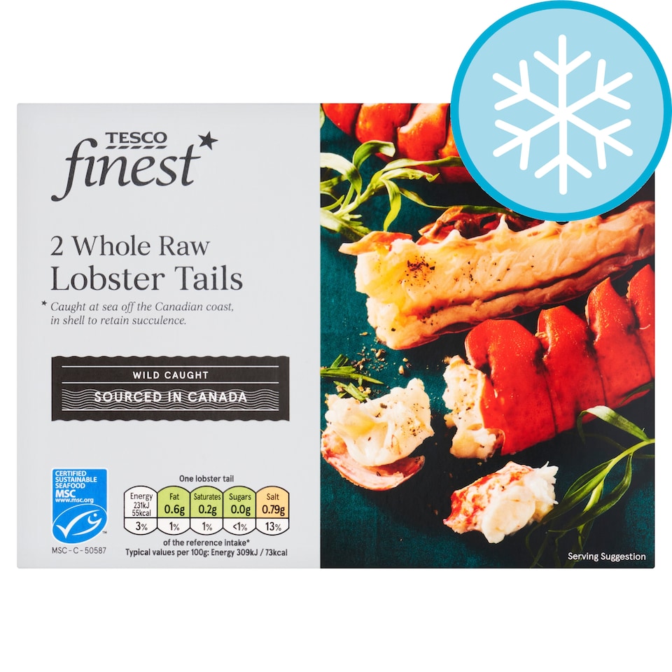 Tesco Finest 2 Whole Raw Lobster Tails 220G